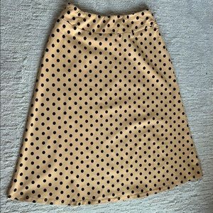 Kim Rogers Polka Dot Tan and Black A-line Skirt in the size Small